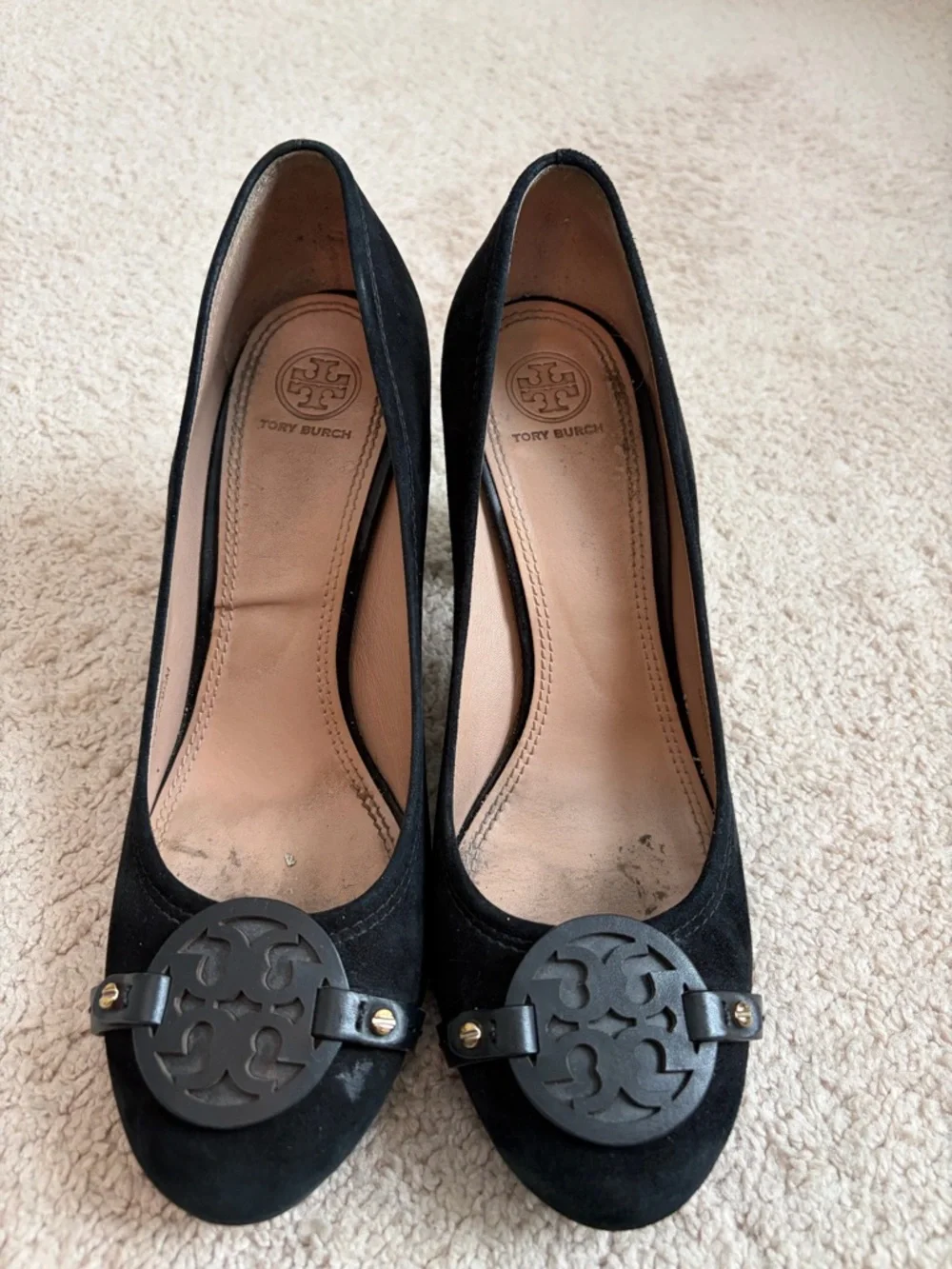 Tory Burch Mini Miller Black Suede Leather Pump Women's Size 9.5